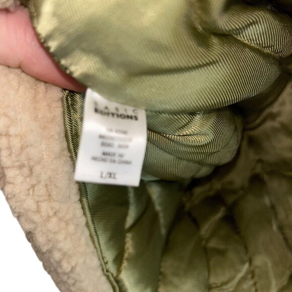 basic editions khaki classic faux sherpa sheepskin trapper Fall Winter h… - Picture 2 of 5